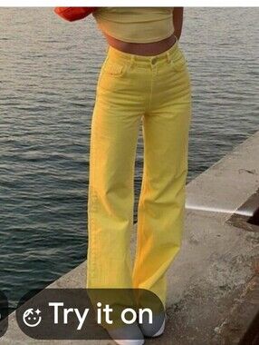 Dana Bachman yellow Jeans size (12) 5 working pockets soft material cott…